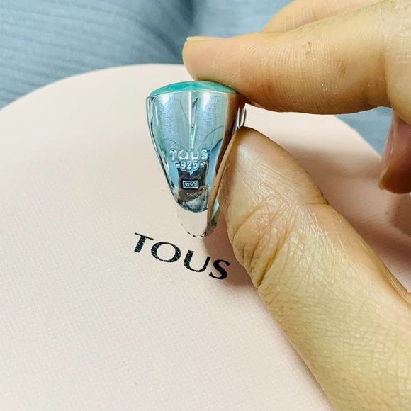 TOUS Ring Silver Green Color ring with Amazonita Women Jewelry 56# - Picture 4 of 10